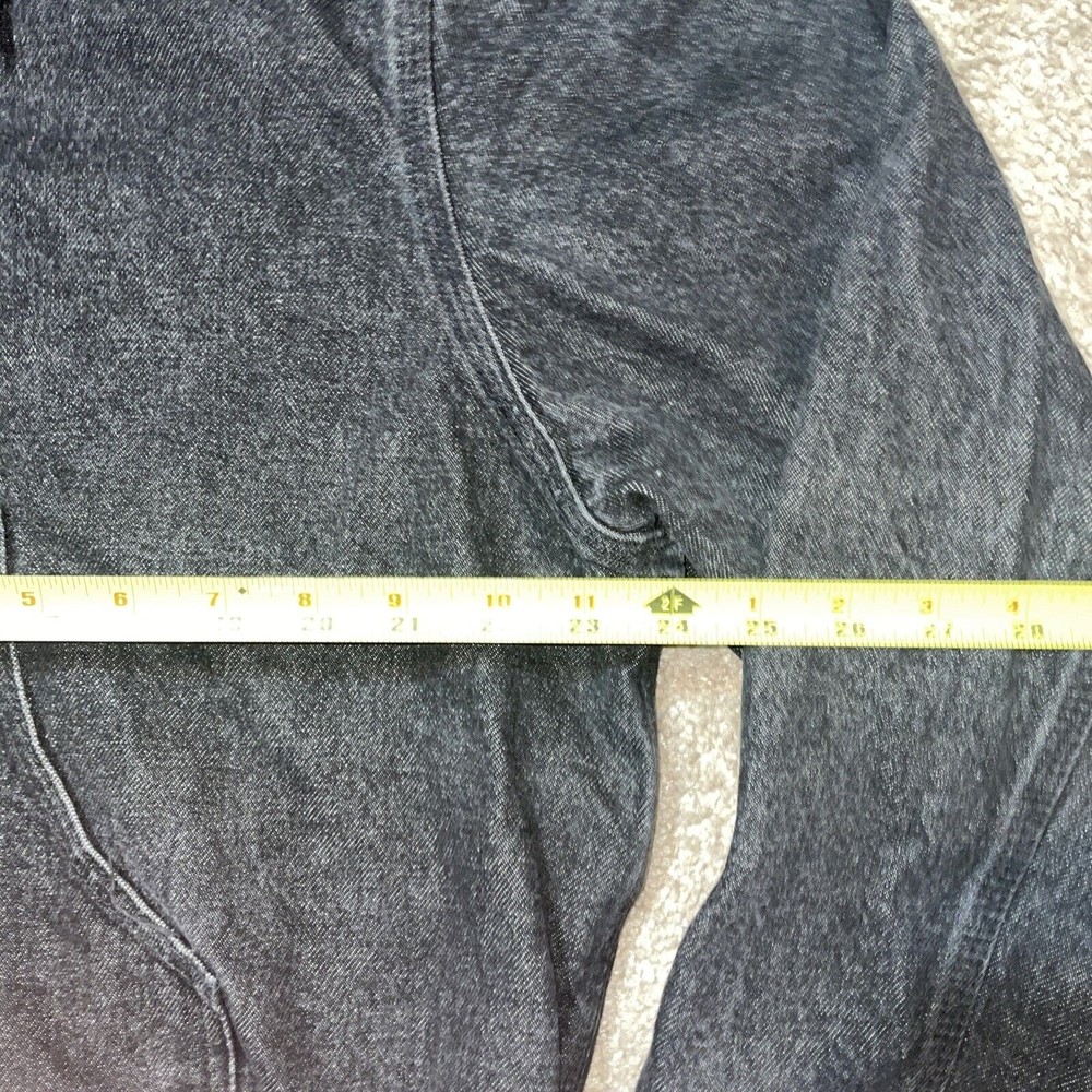 Vintage Carhartt Black Denim Jean Jacket Hoodie Plaid Lining JF885 Size Large - Picture 3 of 5